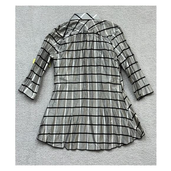 Beluva Women's Grey Black Plaid 3/4 Sleeve Shirt Size S NWT #64603 - Picture 2 of 4